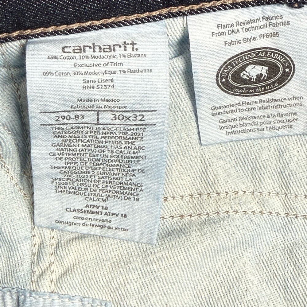 Carhartt FR Flame Resistant Denim Jeans Mens 30x32 Workwear Dark‎ Wash - Picture 6 of 6